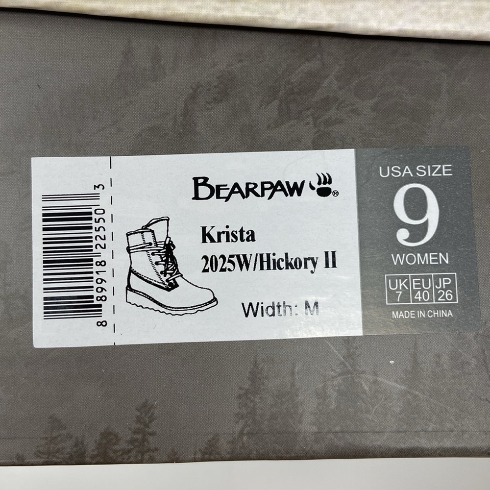 NWT BEARPAW “Krista” Hickory II Wool Lined Lace-Up Boots, size 9! - Picture 13 of 16